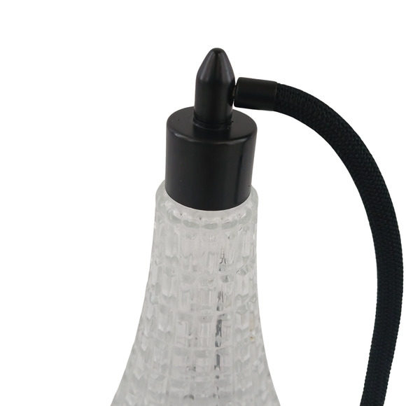 Vintage Style Clear Glass Perfume Atomizer Bottle with Black Bulb & Tassel 5" - Picture 3 of 9